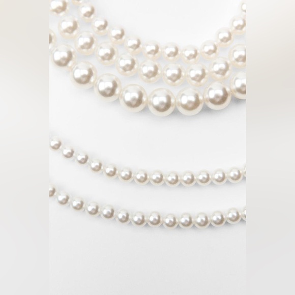 NWT Zara Layered Pearl Clasp Pearl String Choker Necklace - Picture 5 of 6
